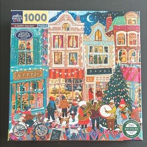 eeBoo A Happy Holiday 1000-Piece Jigsaw Puzzle - Colorful Holiday Street Scene